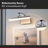 Bilderleuchte Renan aus gebürstetem Metall in Silber mit schwenkbarem Kopf für gezielte Beleuchtung