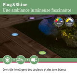 Luminaires encastrés RGBW sur terrasse en bois avec contrôle intelligent des couleurs et blanc réglable