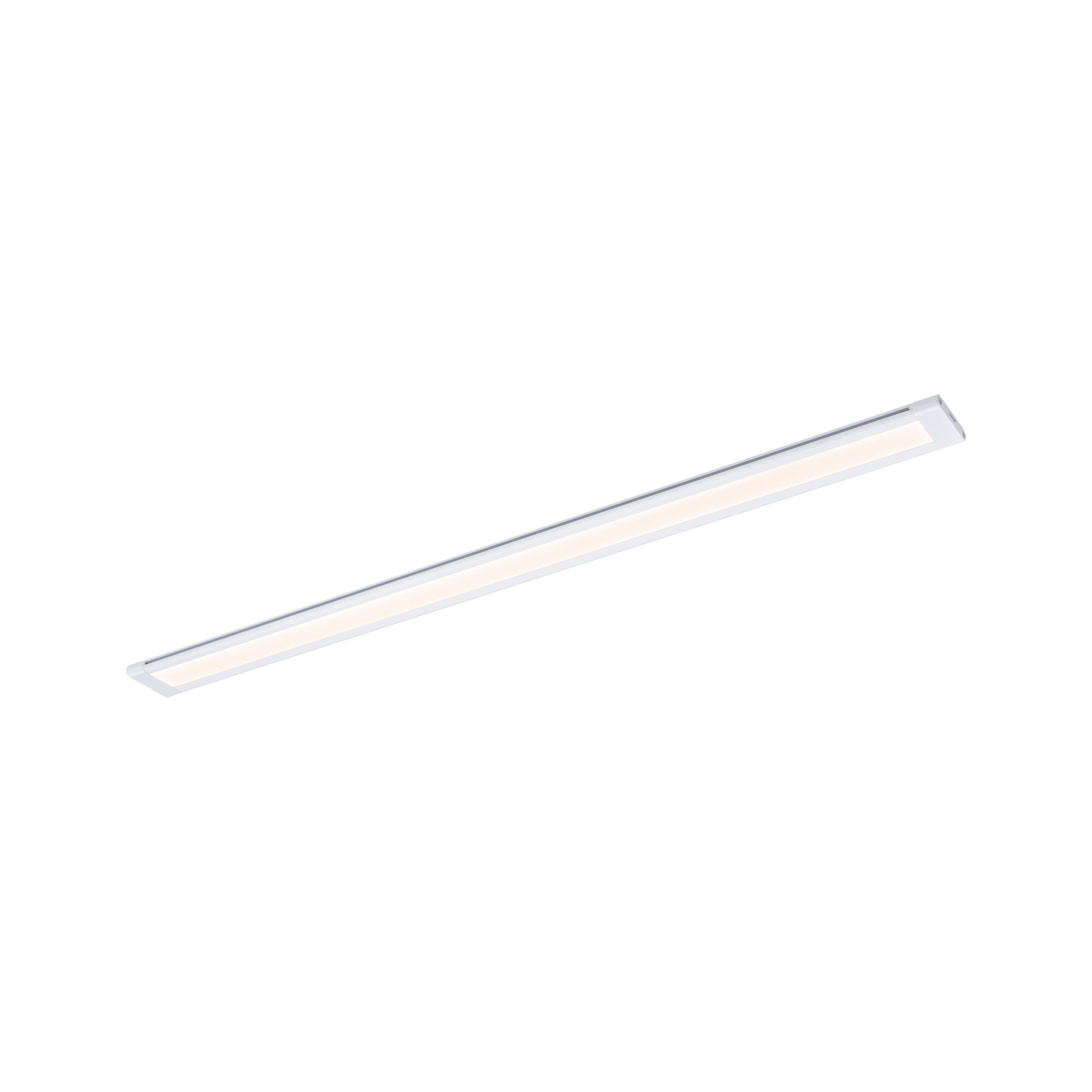 Slim white LED ceiling light made of aluminum with warm white light for modern interiors