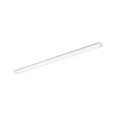 Slim white LED ceiling light made of aluminum with warm white light for modern interiors