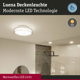 Luena Deckenleuchte mit modernster LED-Technologie und warmweißem Licht in weißem Bad mit Dusche