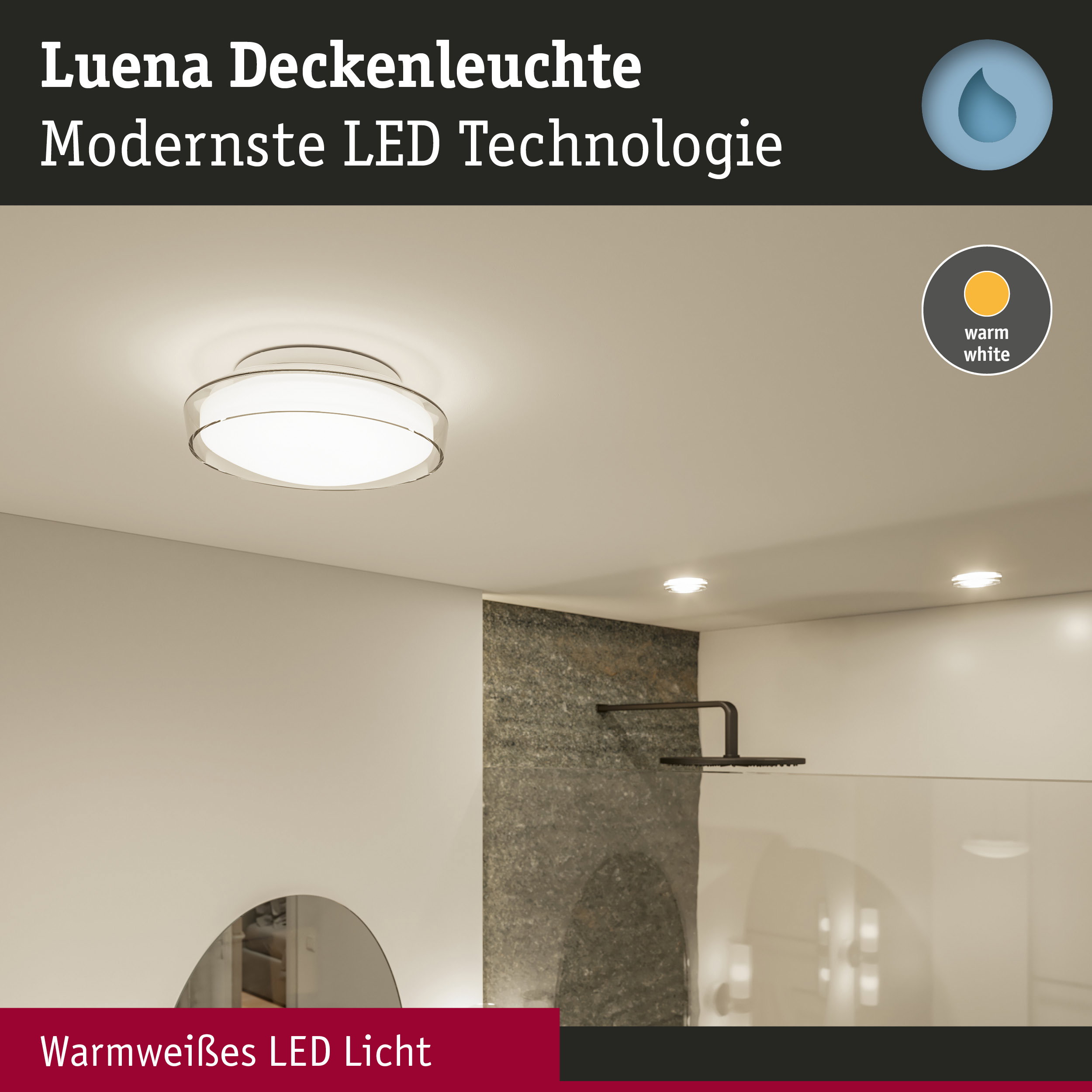 Luena Deckenleuchte mit modernster LED-Technologie und warmweißem Licht in weißem Design