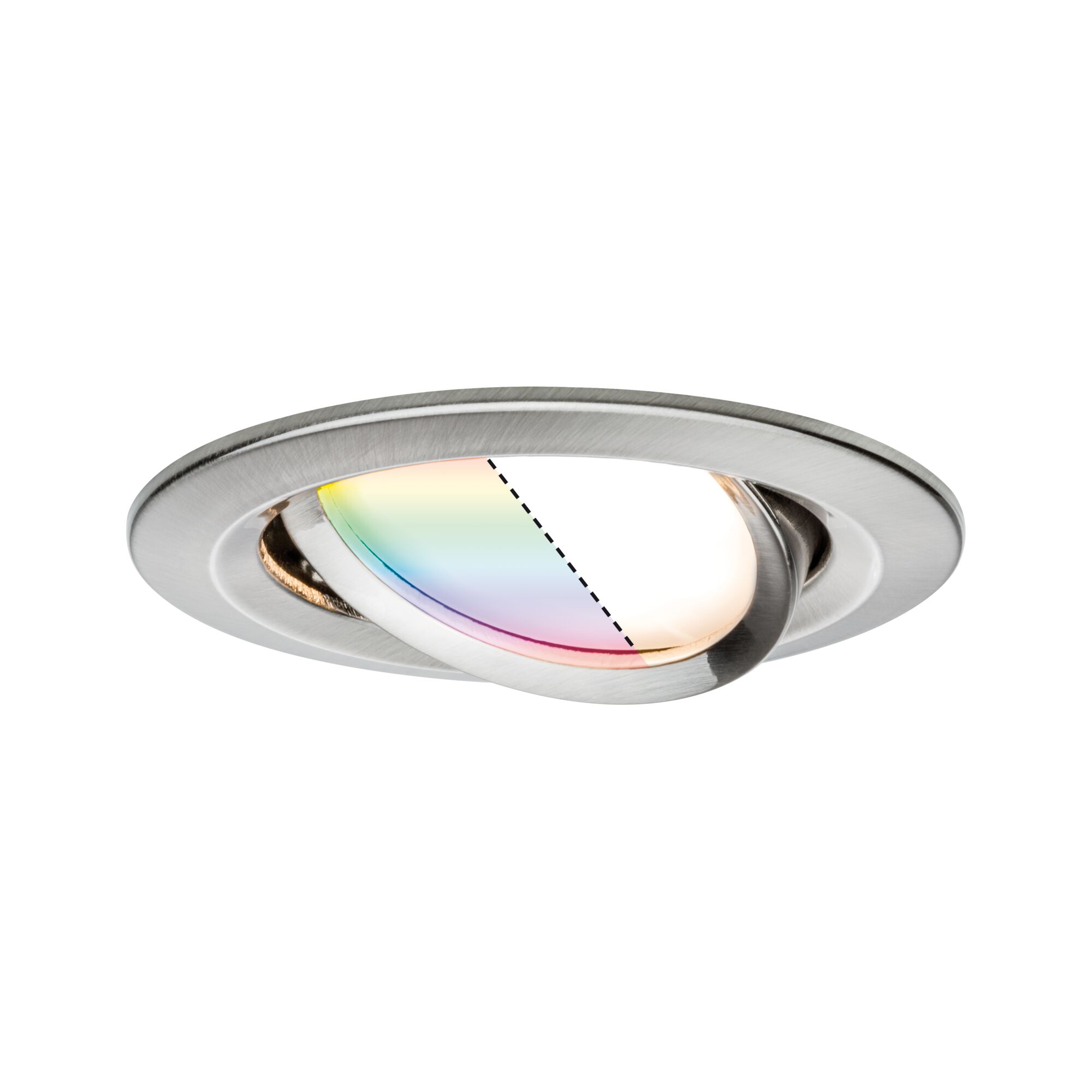 Spot rond en acier inoxydable brossé avec insert orientable et filtre couleur pour éclairage LED encastré