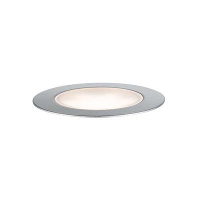 Rundes LED-Einbauleuchte mit gebürstetem Aluminiumrahmen und warmweißem Licht für moderne Innenräume