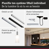 Système modulaire URail en aluminium noir et argent pour éclairage LED personnalisable.