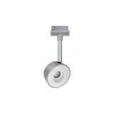 Projecteur LED rond moderne argenté avec anneau intérieur blanc en métal pour rails d'éclairage