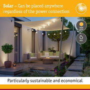 Solar outdoor string lights with warm white glow, weatherproof and easy to place in garden spaces