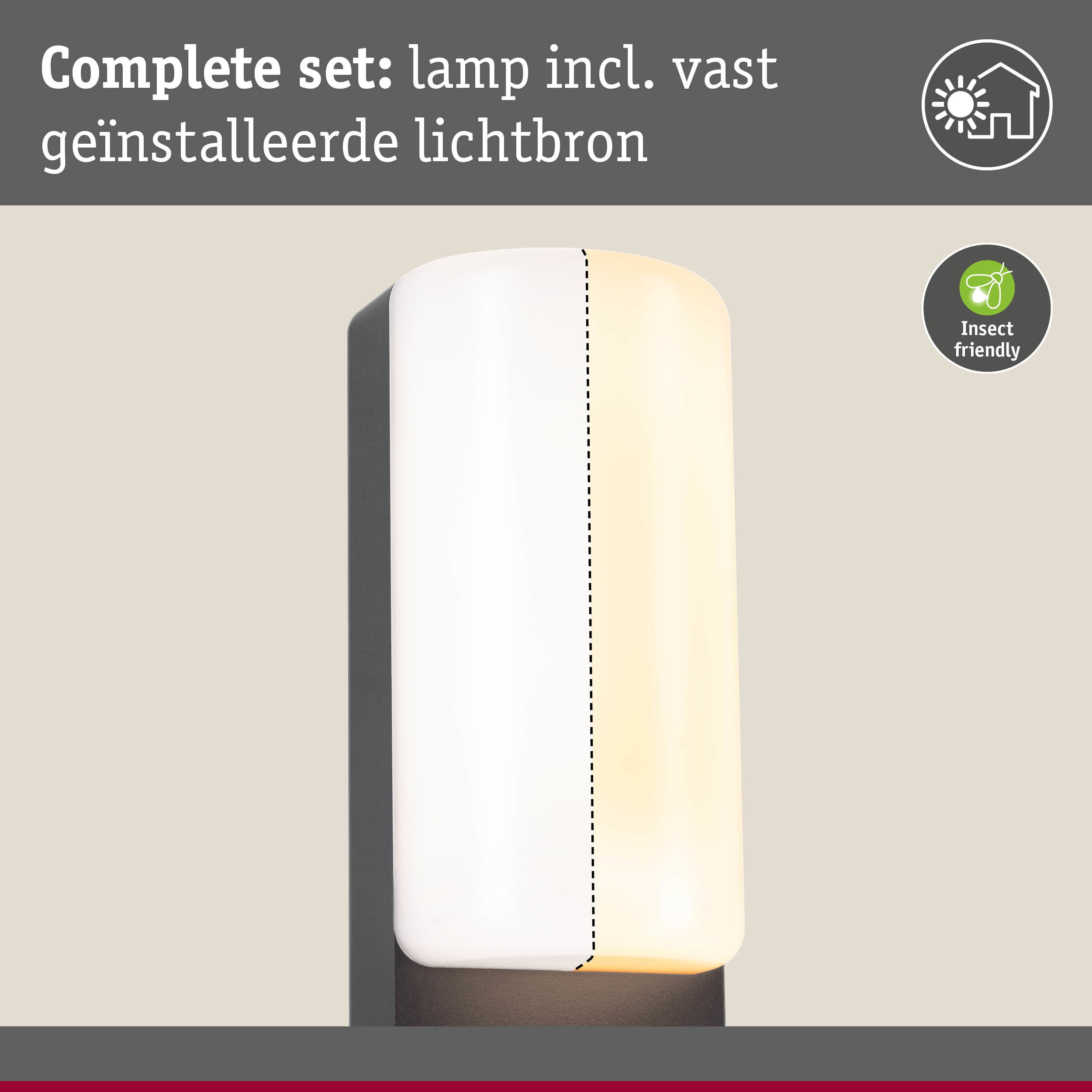 Moderne wandlamp met vaste lichtbron en insectvriendelijk ontwerp voor buitenverlichting