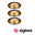 Smart Home Zigbee Set Smart Home Zigbee 3.0 LED-inbouwlamp Cole + Zigbee Coin IP44 rond 88mm Coin 3x6W 3x470lm 230V dimbaar 2700K Zwart mat/Goud Drie ronde inbouwspots met zwarte rand en gouden reflector, Zigbee compatibel voor slimme verlichting