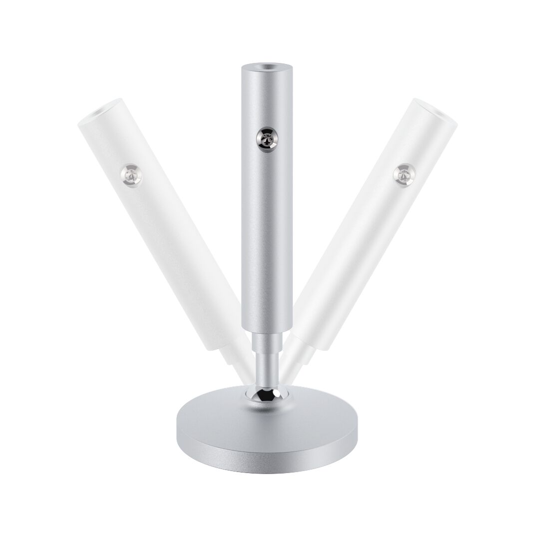Silberner Aluminium-Halter mit verstellbarem Gelenk für flexible Beleuchtungslösungen im Innenbereich