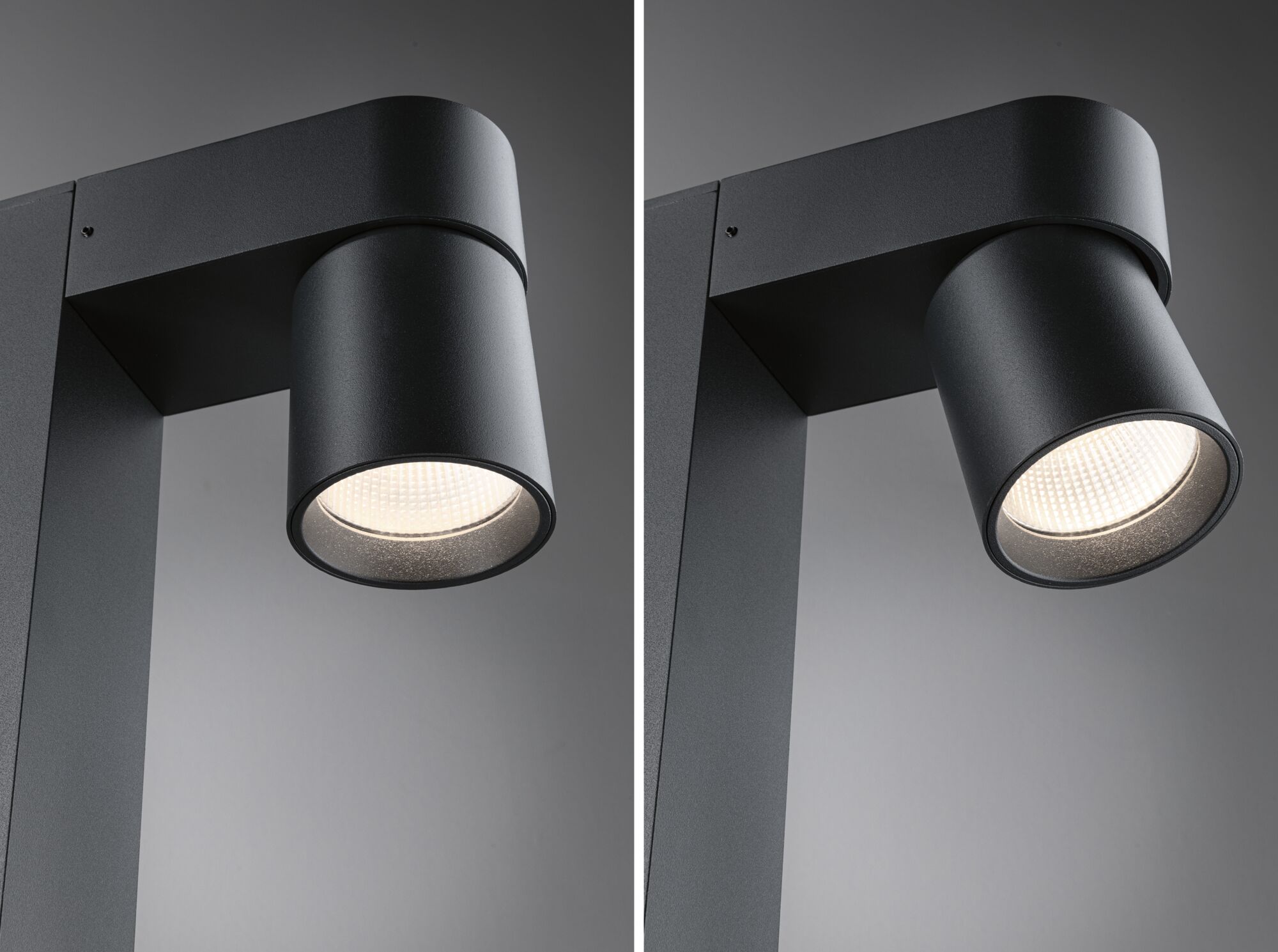 Modern black metal LED outdoor spotlight with cylindrical design for garden lighting