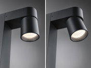 Moderner schwarzer LED-Außenstrahler aus Metall mit zylindrischem Design für Gartenbeleuchtung