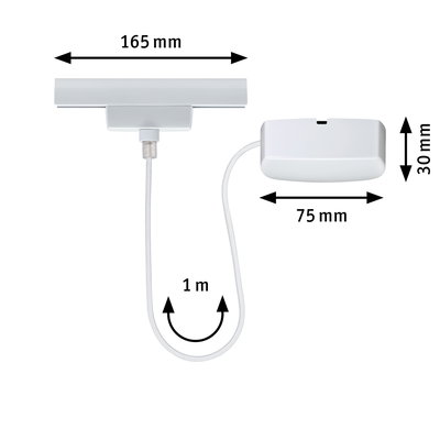 Hvidt LED-lyspanel 165 mm bredt med 1 m kabel til moderne belysningsløsninger