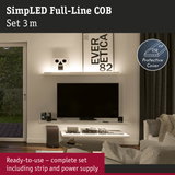 3m SimpLED Full-Line COB LED strip with protective cover in modern living room with TV and sofa