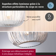 Plafonnier en verre à surface texturée avec plaque métallique intégrée pour un éclairage sans éblouissement