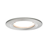 Round LED recessed spotlight in brushed silver aluminum with warm white light for home lighting