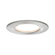 Rundes LED-Einbaustrahler aus gebürstetem Aluminium in Silber mit warmweißem Licht für Wohnräume