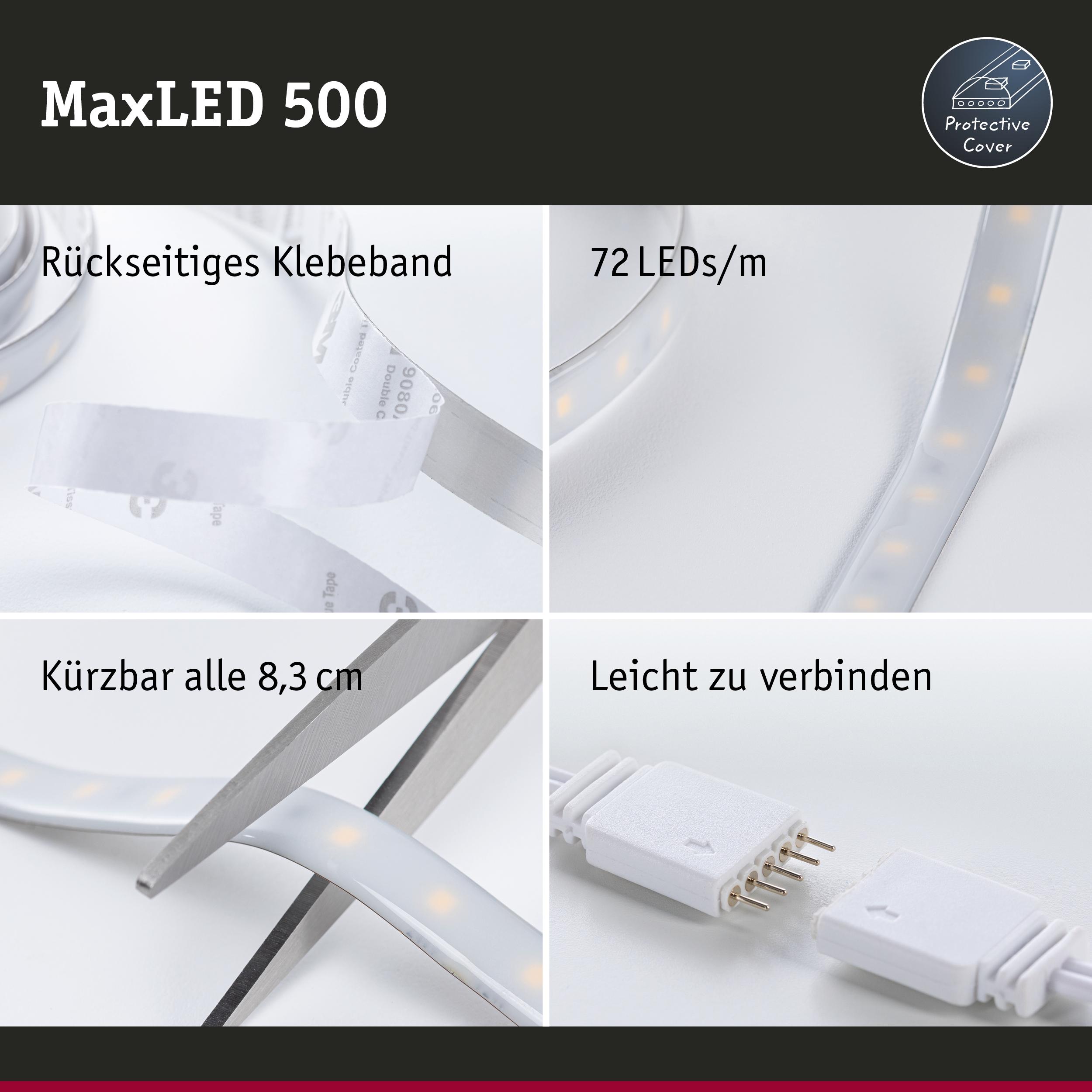 MaxLED 500 LED-Lichtband mit rückseitigem Klebeband, 72 LEDs/m, schneidbar und einfach verbindbar