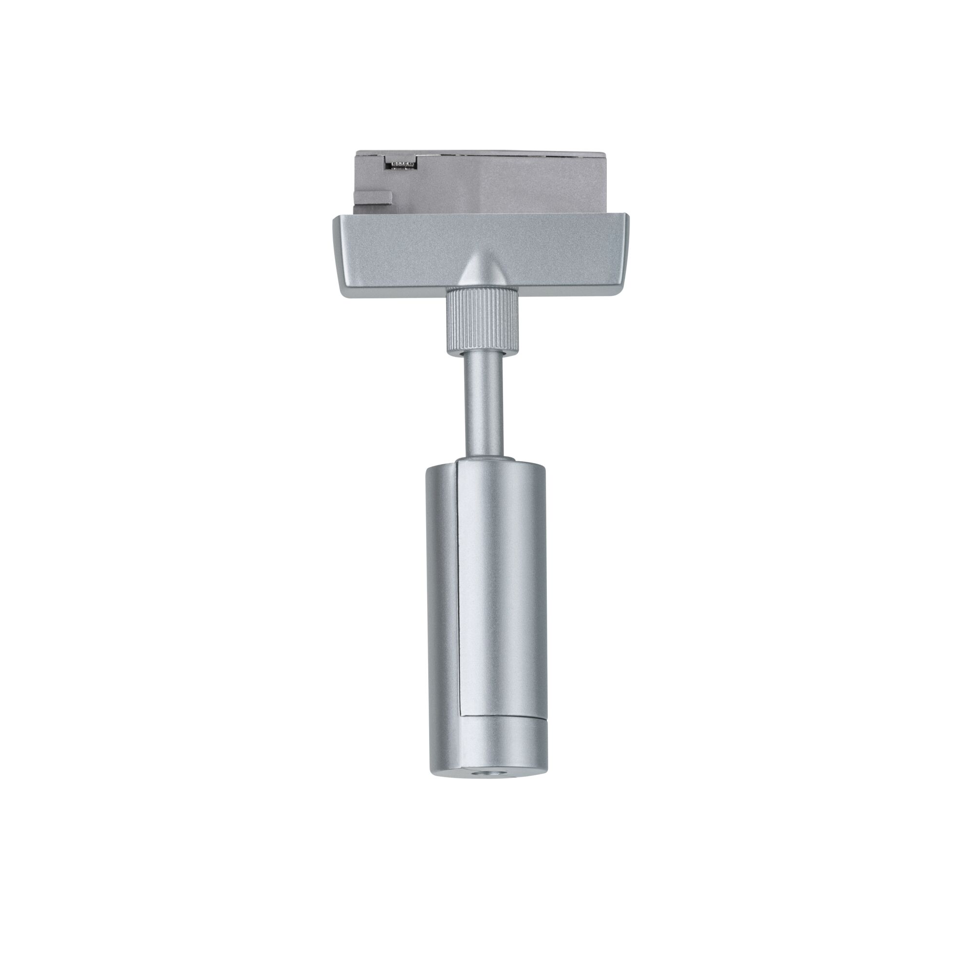 Silver aluminium adapter with screw fitting for LED track lighting connection