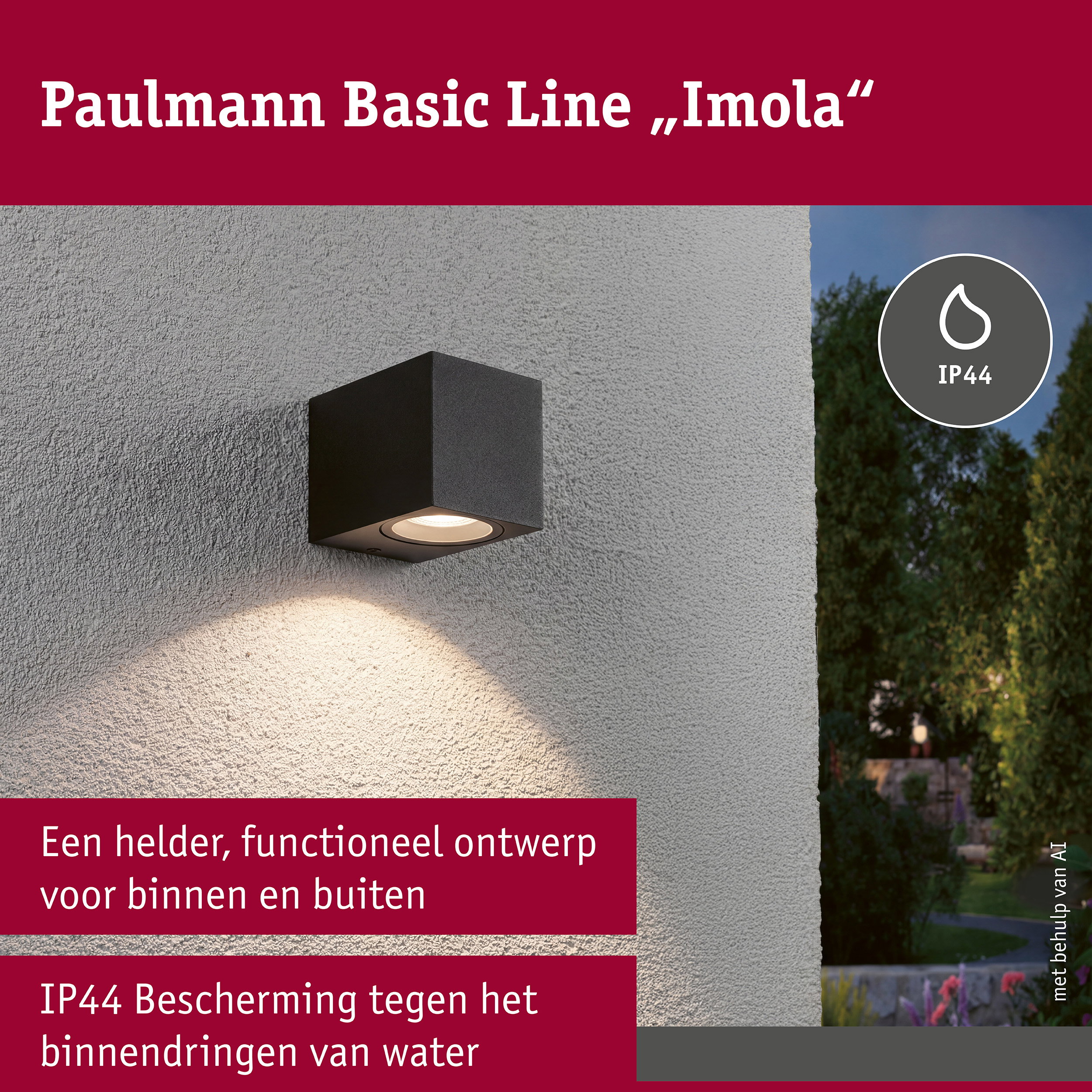 Wandlamp Imola IP44 GU10 230V max. 10W Zwart mat