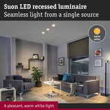 Suon LED recessed spotlight in warm white in modern living room with cozy indirect lighting