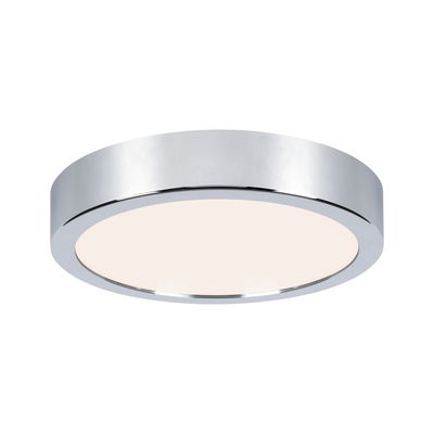 Round ceiling light in chrome with white diffuser for modern LED room lighting
