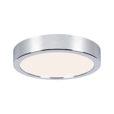 Round ceiling light in chrome with white diffuser for modern LED room lighting
