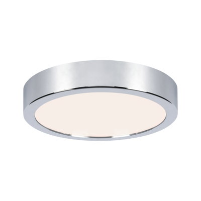 Runde Deckenleuchte aus Chrom mit weißem Diffusor für modernes LED Raumlicht