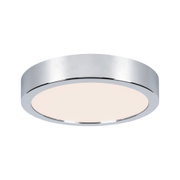 Runde Deckenleuchte aus Chrom mit weißem Diffusor für modernes LED-Wohnraumlicht