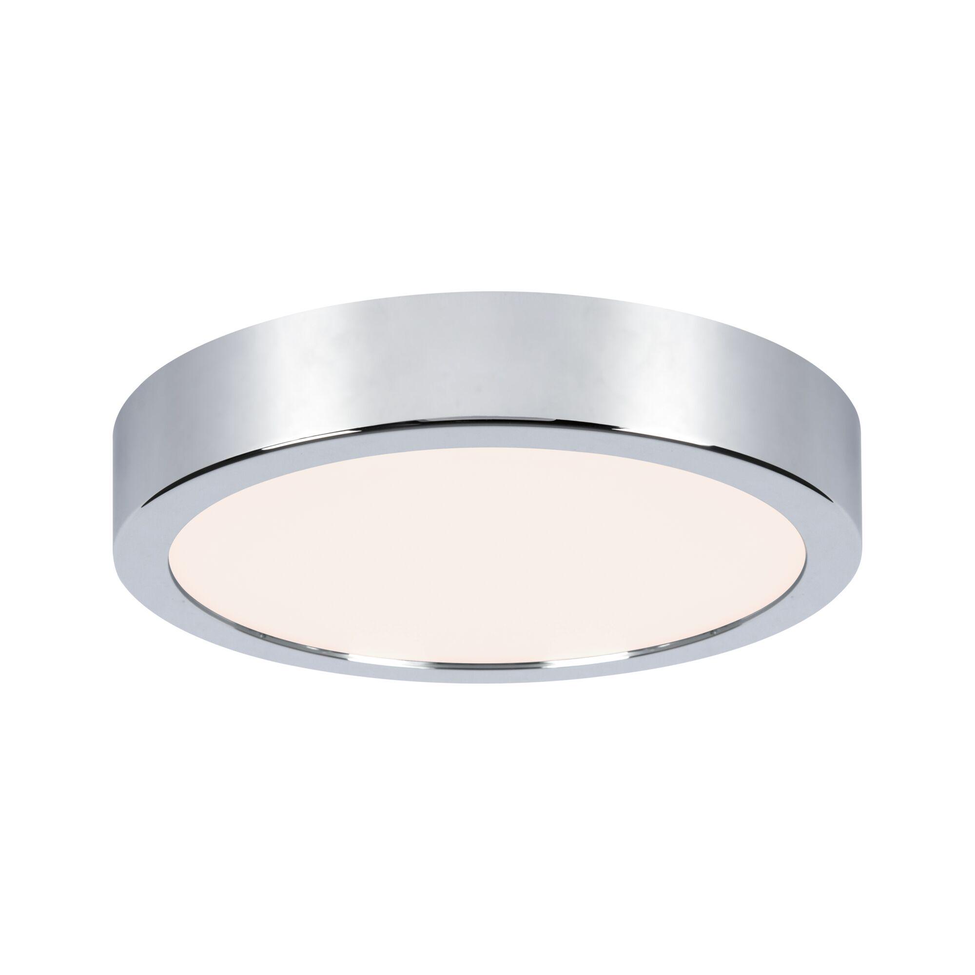 Round chrome ceiling light with white diffuser for modern LED home lighting