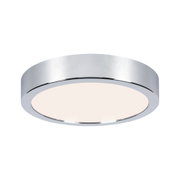 Runde Deckenleuchte aus Chrom mit weißem Diffusor für modernes LED-Wohnraumlicht