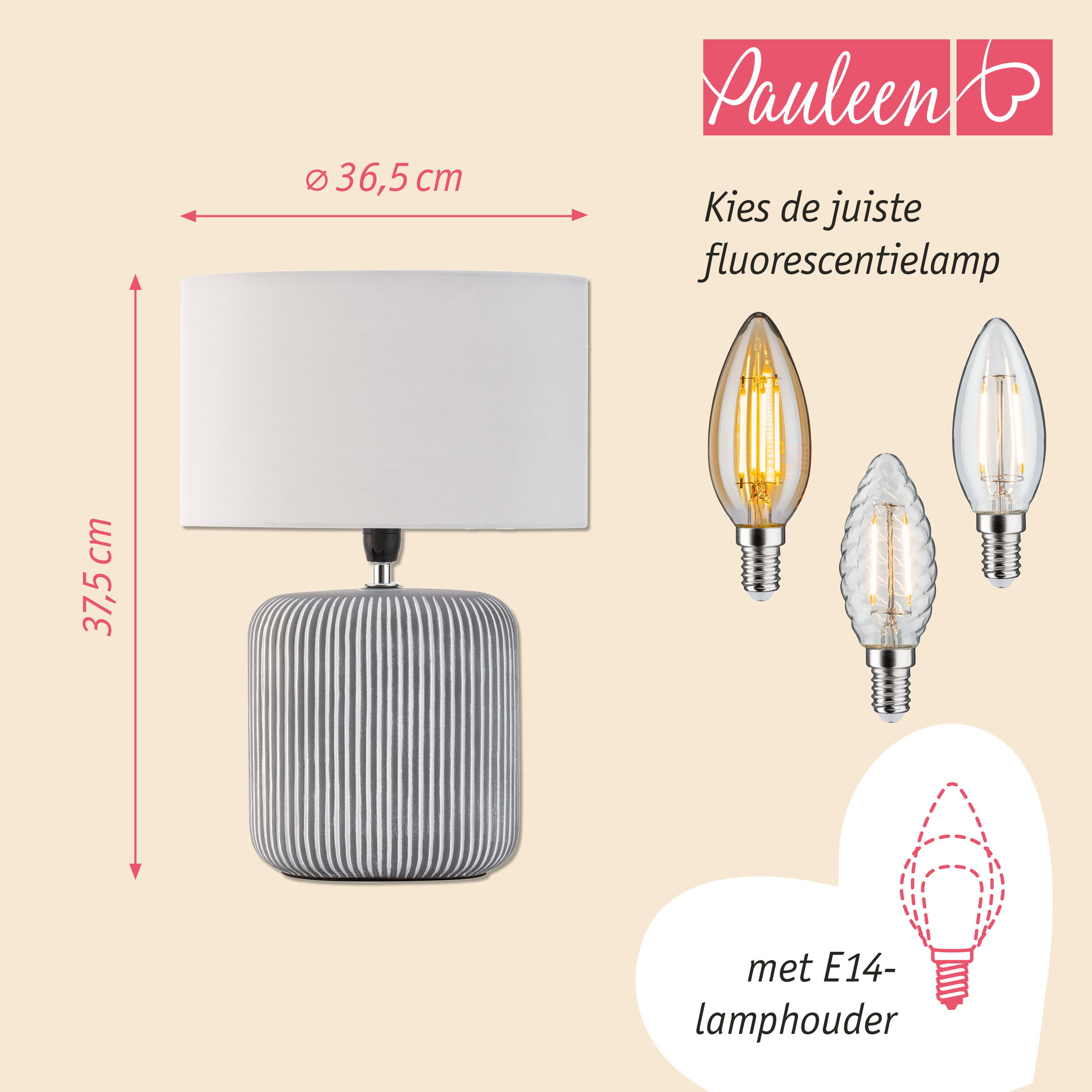 Paulmann Pauleen LED-tafellamp Pure Shine E14 max. 20W Lichtgrijs/Grijs/Wit