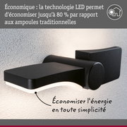 Applique murale LED noire en métal avec technologie économique et design moderne sur mur texturé