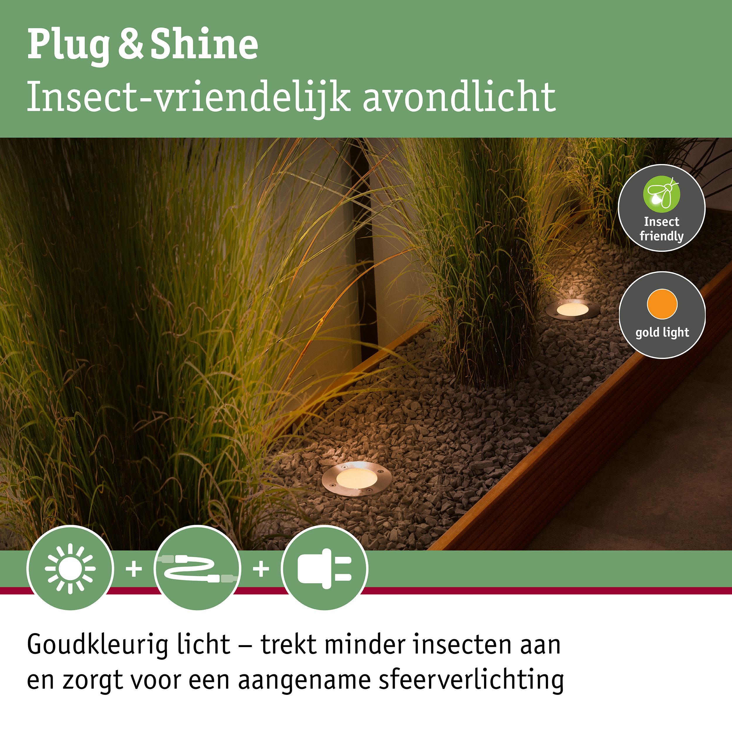 Insectvriendelijke warmwitte LED buiteninbouwspot van roestvrij staal voor tuinpaden