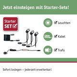 Starter-Set mit drei schwarzen LED-Gartenleuchten, Kabel und Trafo für einfache Außenbeleuchtung