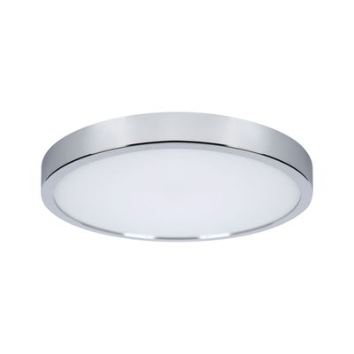 Ronde plafondlamp met witte diffuser en chromen metalen frame voor moderne binnenverlichting