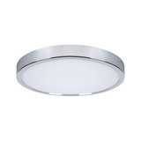Round ceiling light with white diffuser and chrome metal frame for modern interior lighting