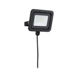 Compact black LED floodlight with cable for outdoor lighting and energy-efficient illumination