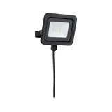 Compact black LED floodlight with cable for outdoor lighting and energy-efficient illumination