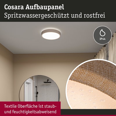 Cosara Aufbaupanel mit textilem, staub- und feuchtigkeitsabweisendem Bezug in Beige, spritzwassergeschützt IP44
