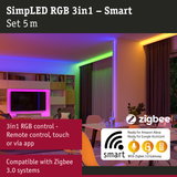 SimpLED RGB 3in1 5m LED strip with smart control and Zigbee 3.0 compatibility for home lighting