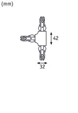 Technical drawing of an electrical connector showing dimensions 42 mm height and 32 mm width