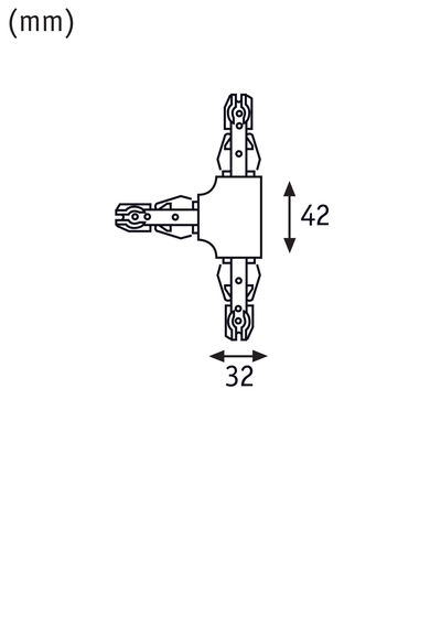 Technical drawing of an electrical connector showing dimensions 42 mm height and 32 mm width