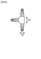 Technical drawing of an electrical connector showing dimensions 42 mm height and 32 mm width