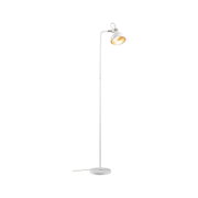 White metal floor lamp with adjustable shade and warm light ideal for living room lighting