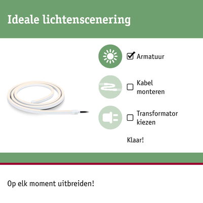 Flexibele witte LED-lichtstrip voor eenvoudige lichtscenering zonder kabelmontage of transformator