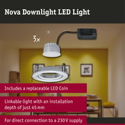 LED Downlight 3-Step-Dim Nova Coin Basic Set Swivelling round 84mm 50° Coin 3x6W 3x470lm 230V dimmable 2700K Turned aluminium