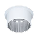 Spot encastré rond en métal blanc avec surface réflectrice argentée pour éclairage LED moderne