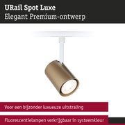 Elegante URail Spot Luxe in goud met wit railsysteem voor stijlvolle verlichting