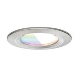 Round LED recessed spotlight with brushed stainless steel frame and dimmable light for living spaces